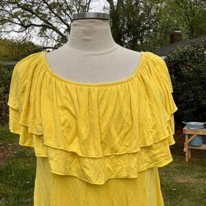 top size large yellow ruffled knit tank shirt